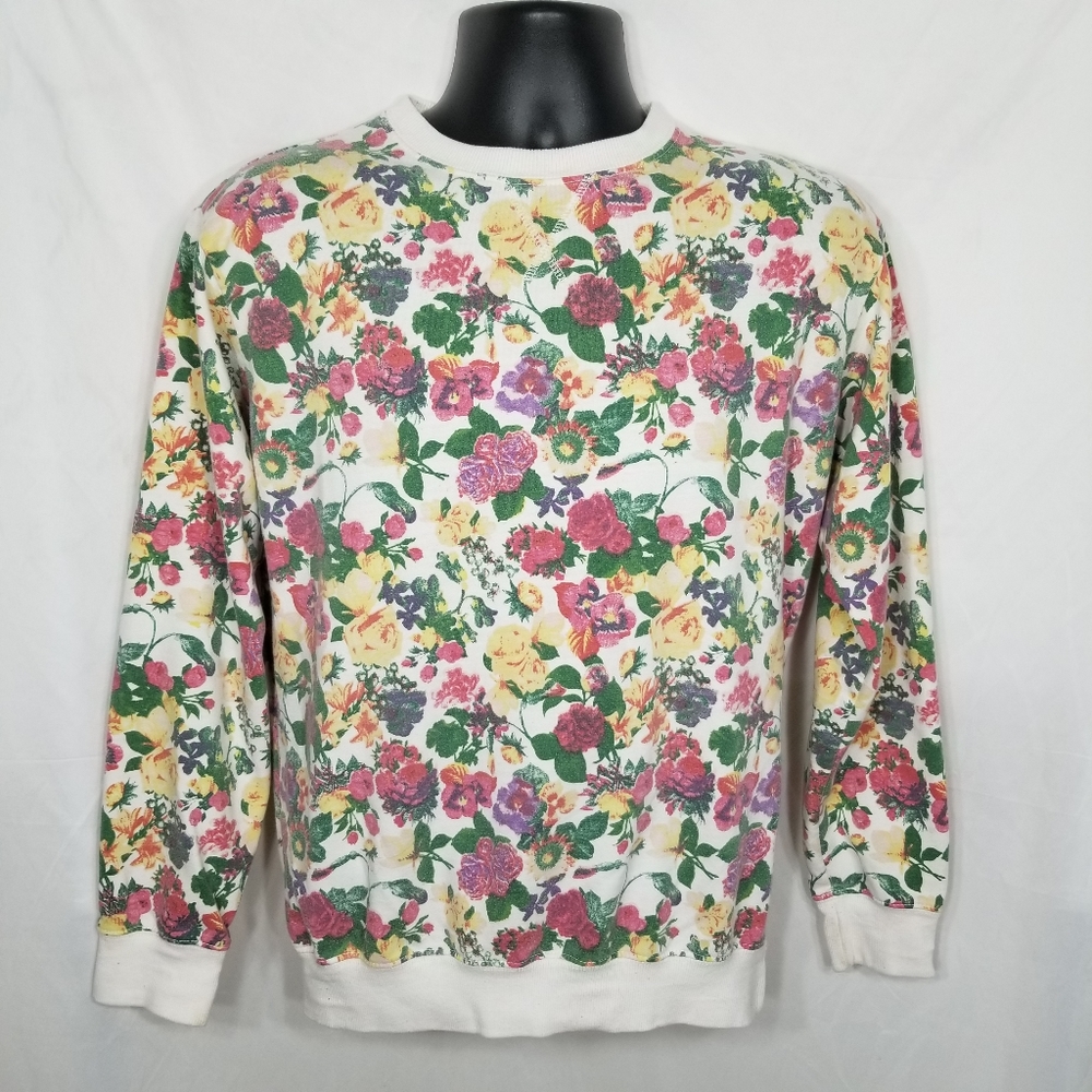 Mens Soulstar Petals Floral Sweatshirt Preppy Grandma Grandpa Streetwear Size M
